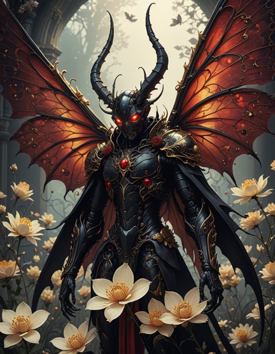 Fragile Insectoid Fairy Lord in Gothic Manga Style