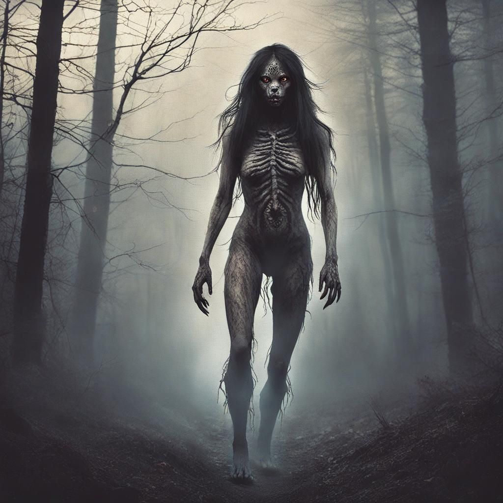 Ethereal Female Skinwalker Emerging from Mist