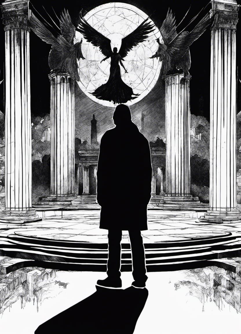 Winged Supernatural Hunter in Sinister Ritual Site