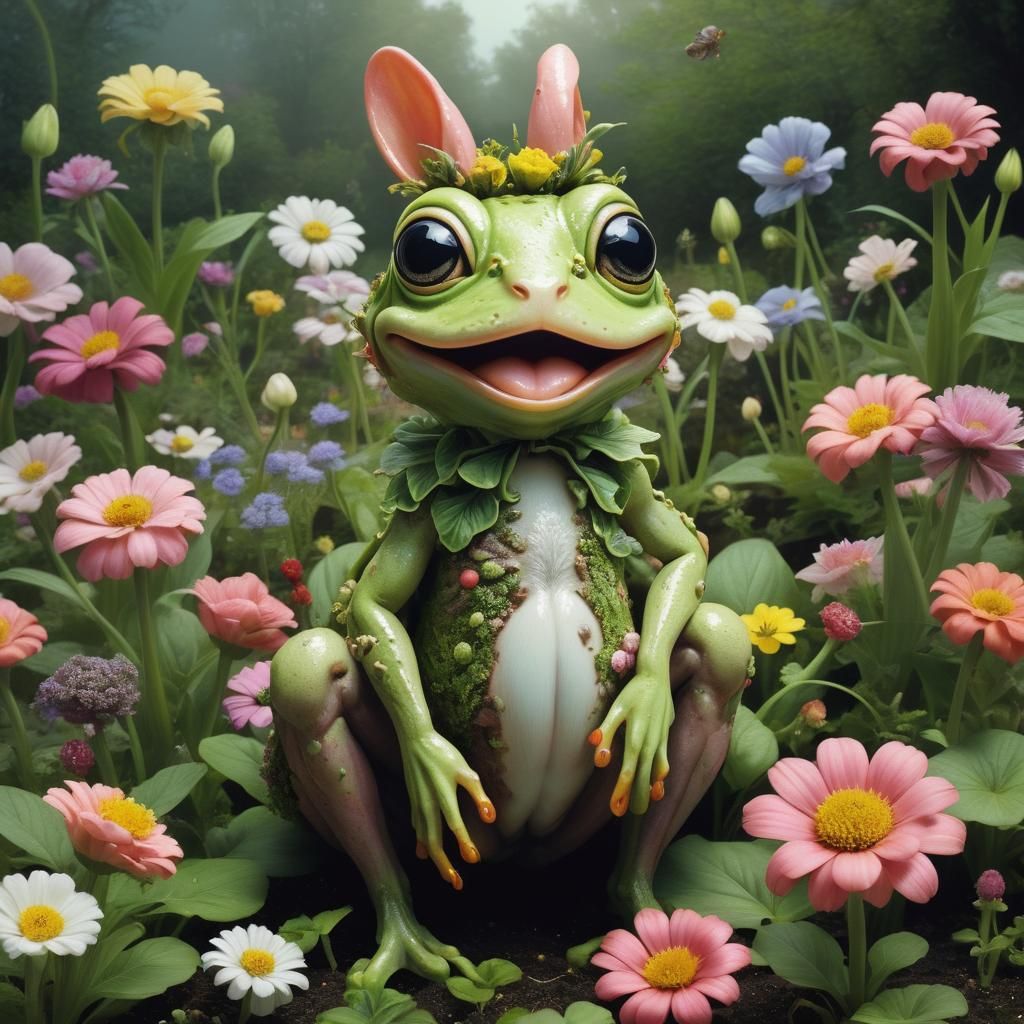 Dreamy Frog-Rabbit Bloom in a Whimsical Garden