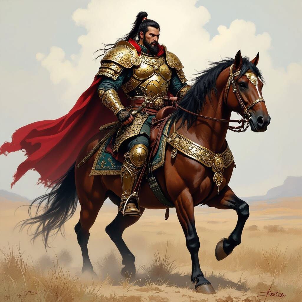 Cossack Samurai Warrior-King on Horseback