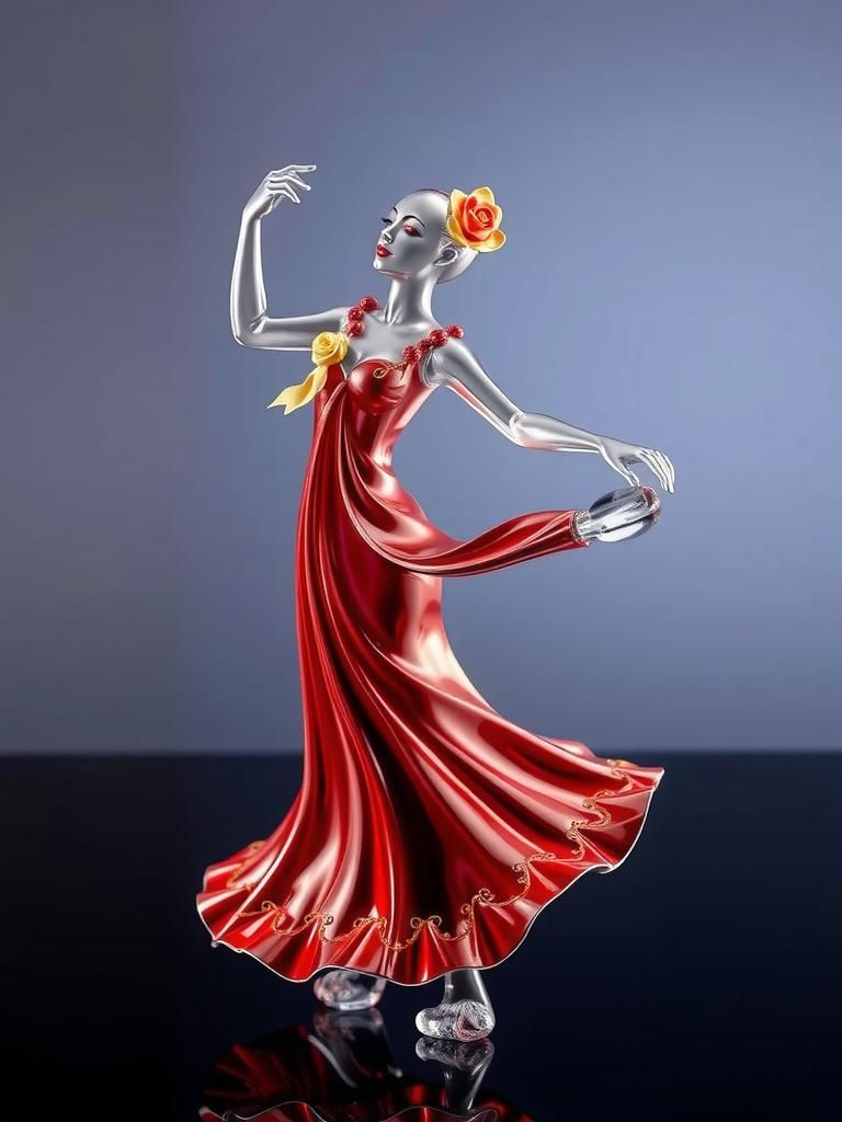 Glass Flamenco Dancer with Red Enamel Details
