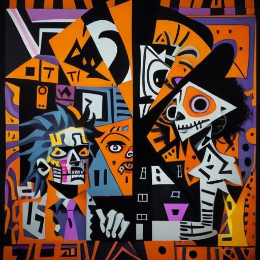 Halloween in Cubist Geometric Fauvism Style