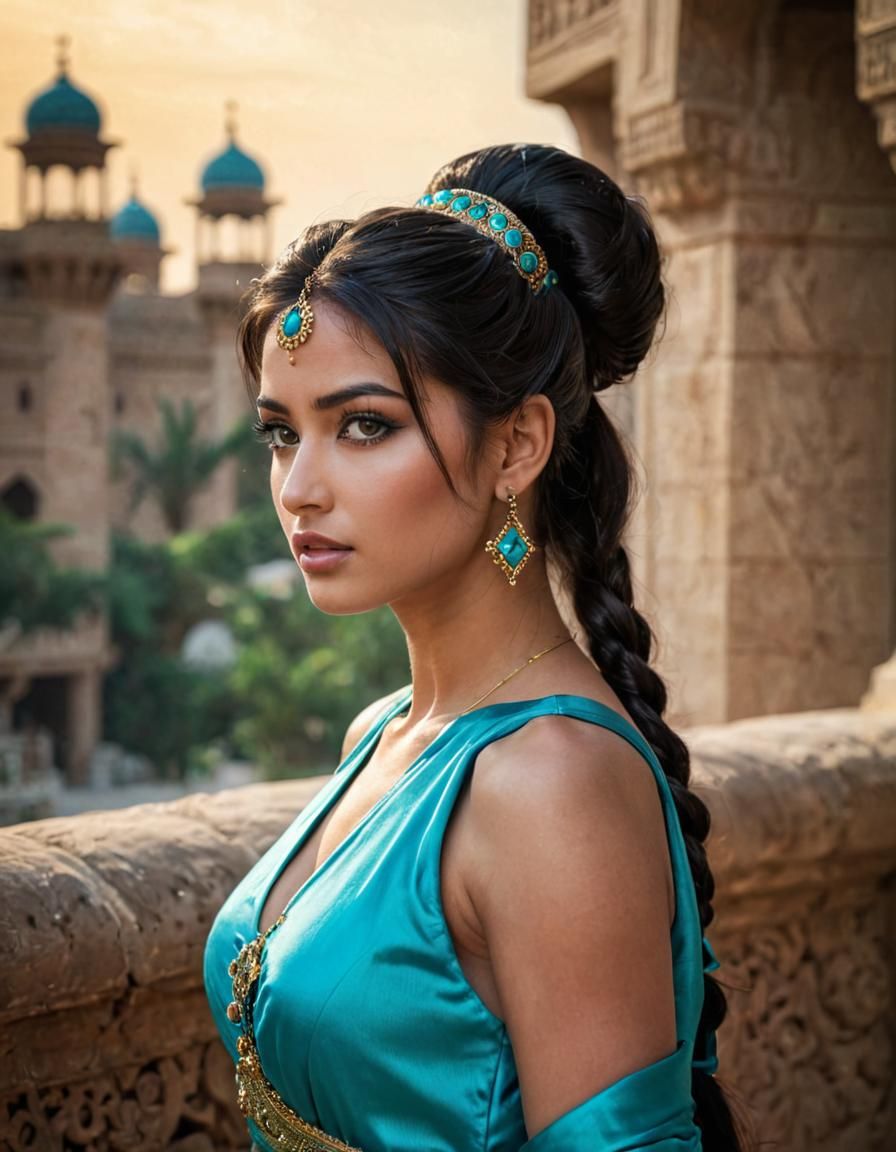 Arabic Princess Jasmine Portrait in Hyperrealistic Style