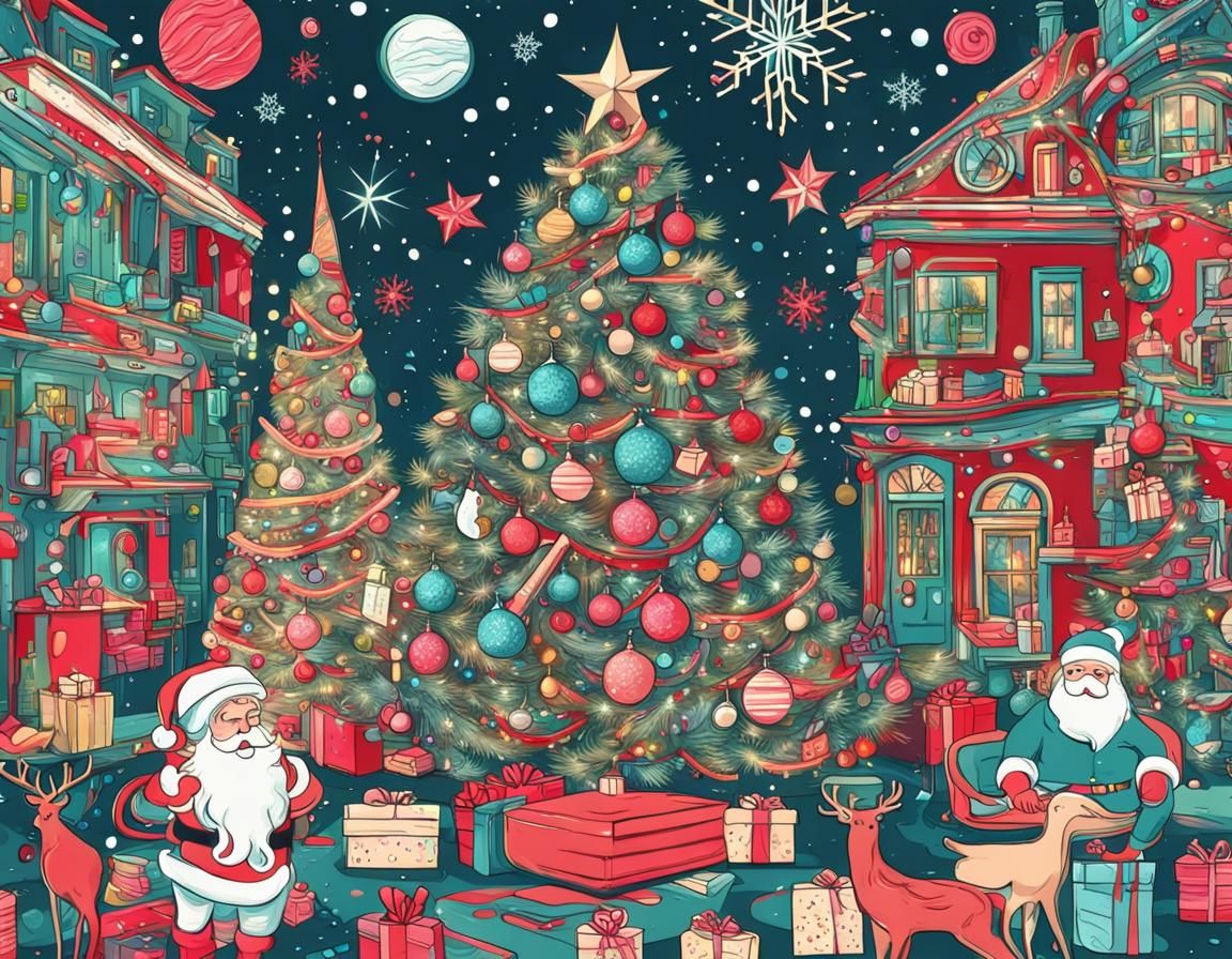 Abstract Christmas Eve Scene: Ultra Detailed Art