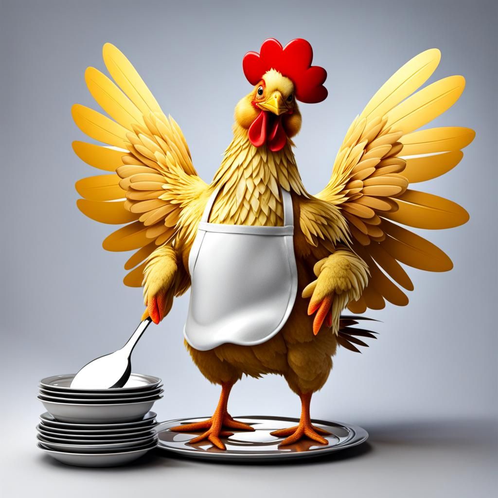 Tired Chicken Does Dishes