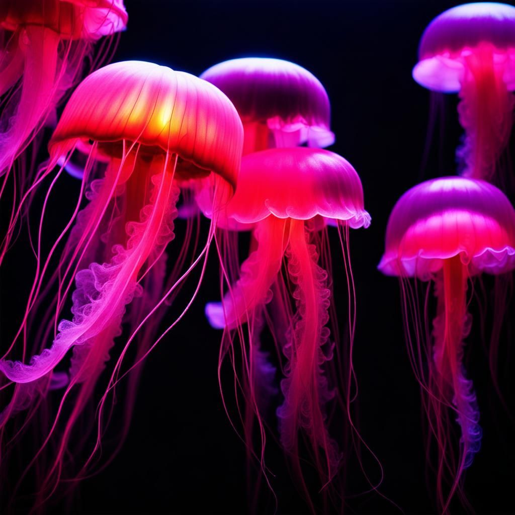 Bioluminescent Pink Jellyfish in Studio Lighting