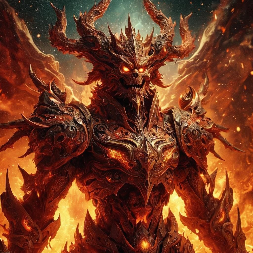 Vibrant Blazing Fire-Golem in Elemental Darkness