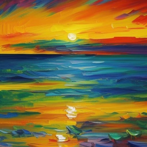 Sky Lanterns Over Thai Beach: Expressionist Oil Painting