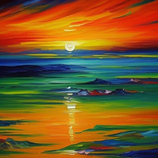 Sky Lanterns Over Thai Beach: Expressionist Oil Painting