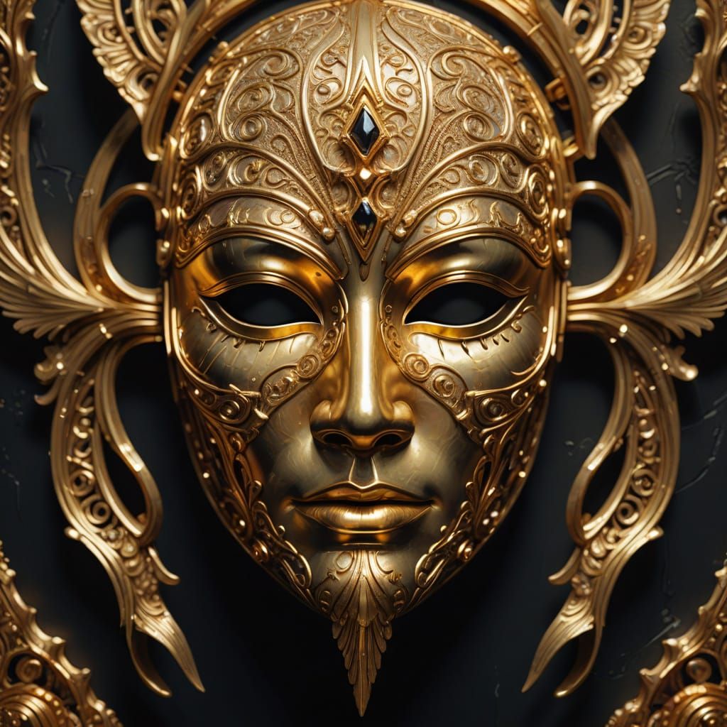 Golden Masterpiece Oil Painting with Intricate Texture