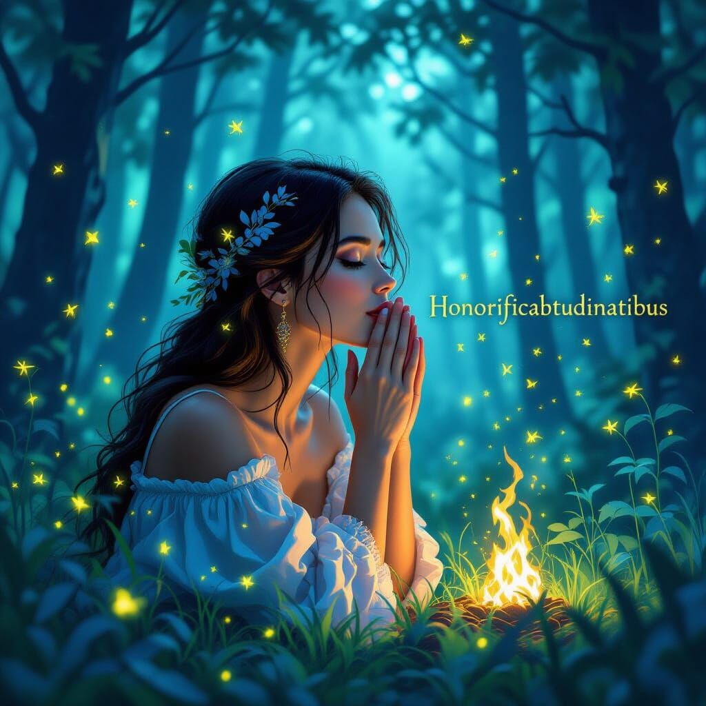 Mystical Forest: Woman Whispering, Dreamy Art Style