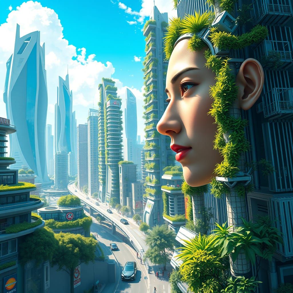 Futuristic Green City with Renewable Energy, Hyperrealistic ...