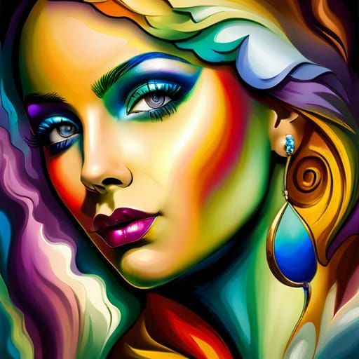 Renaissance Harlequin Woman Portrait with Golden Ratio