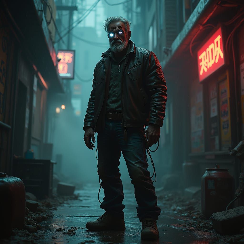 Chromejack in Gritty Cyberpunk Alleyway