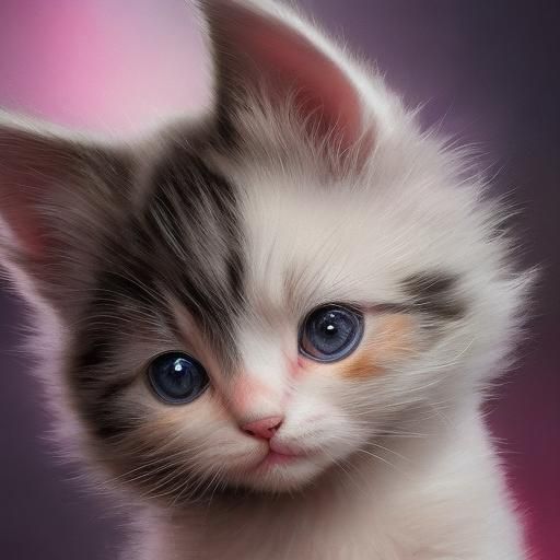 Hyperrealistic Cute Kitten with Colorful Background