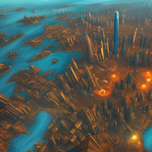 City Lights from Space: Fantasy Concept Art