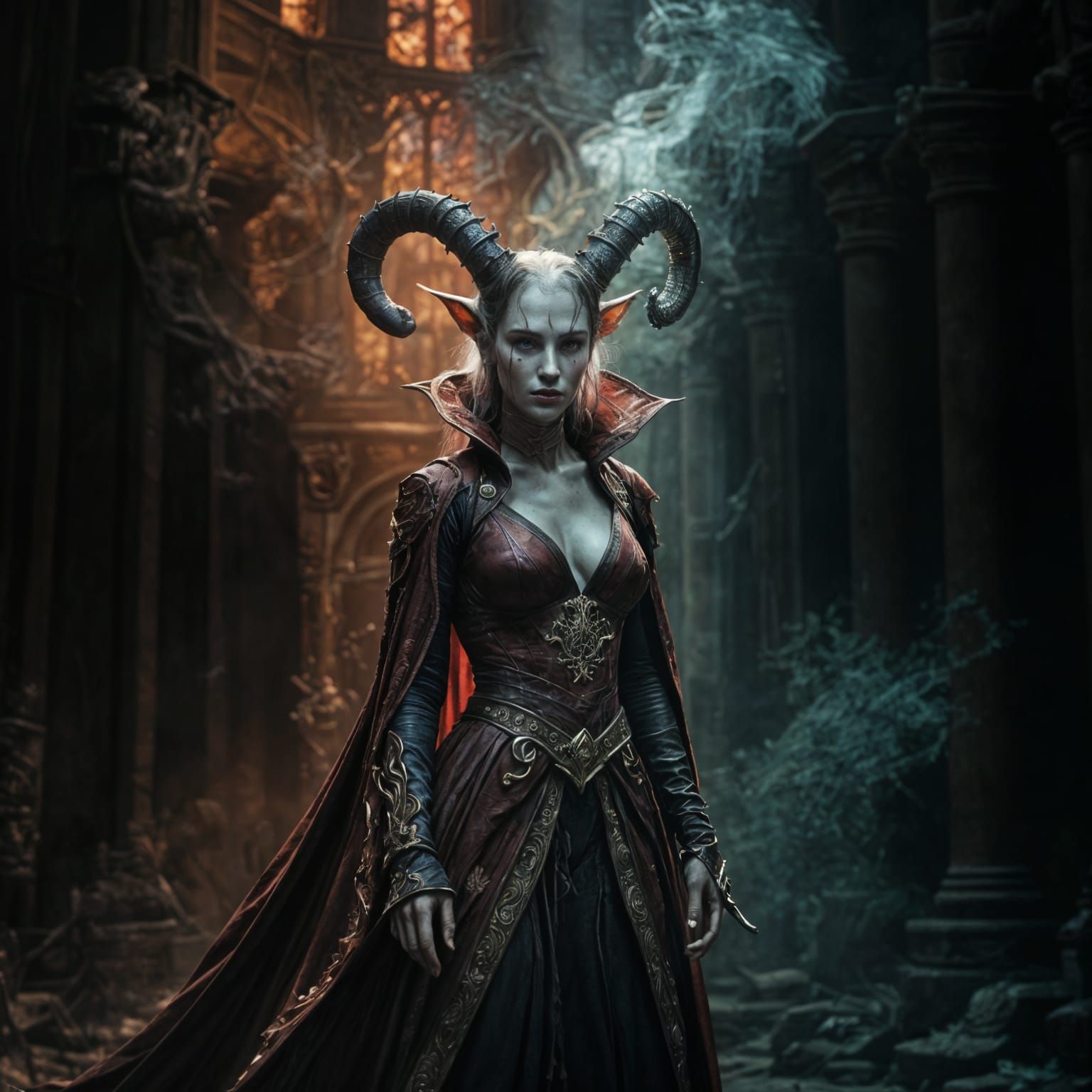 Detailed Tiefling in a Fantastical Digital Painting