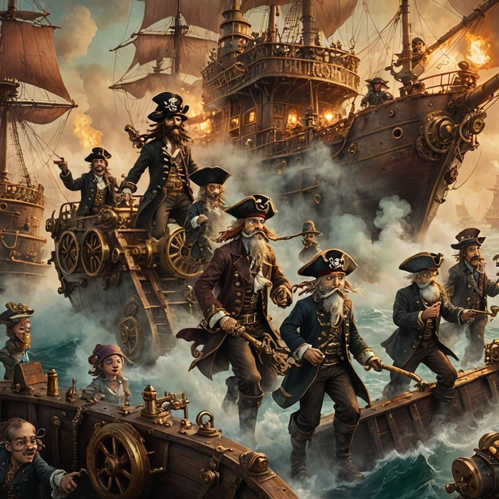 Marshmallow Pirates in Steampunk Adventure, Miyazaki-Inspire...