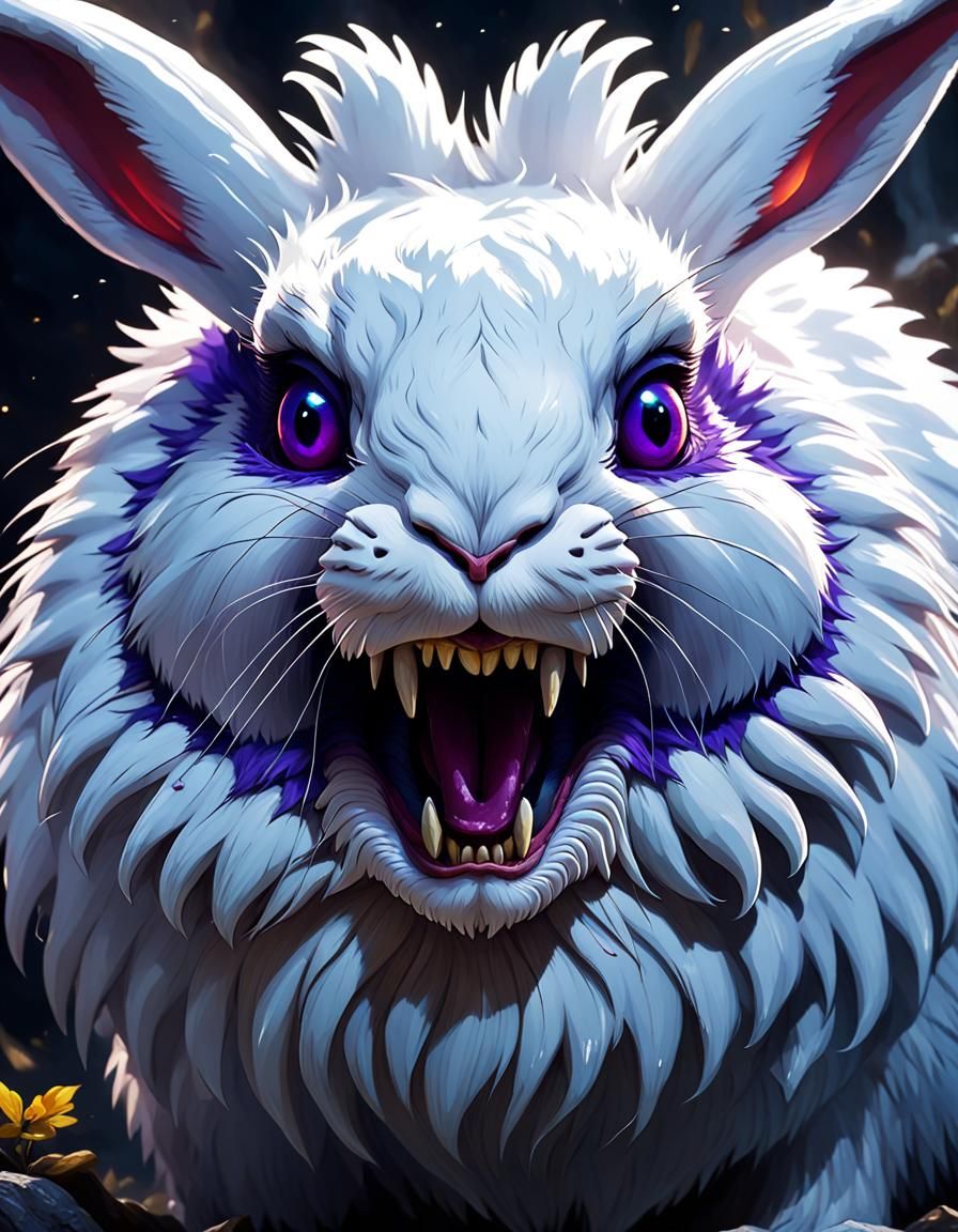 Horror-Themed Horned Rabbit Portrait in Dark Fantasy Style