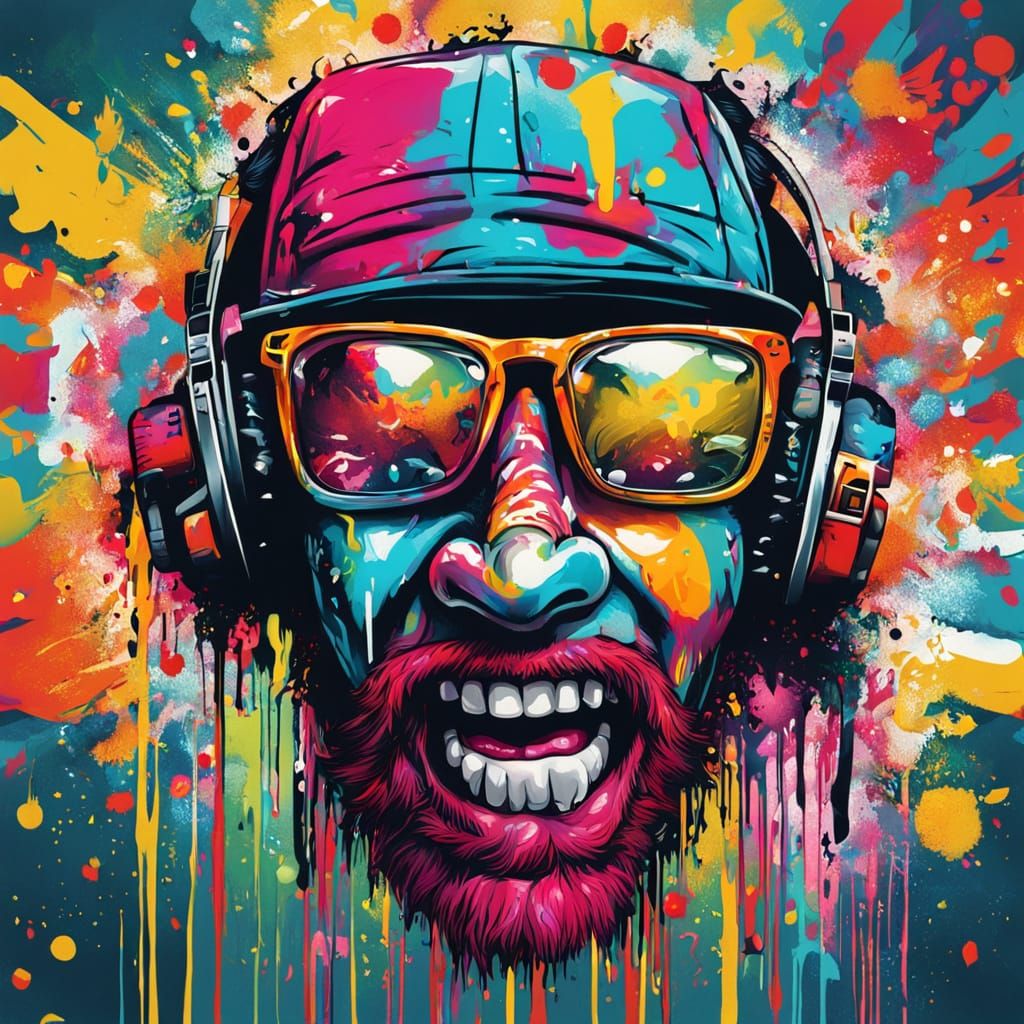 Vibrant Festival of Masks in Graffiti Art Style