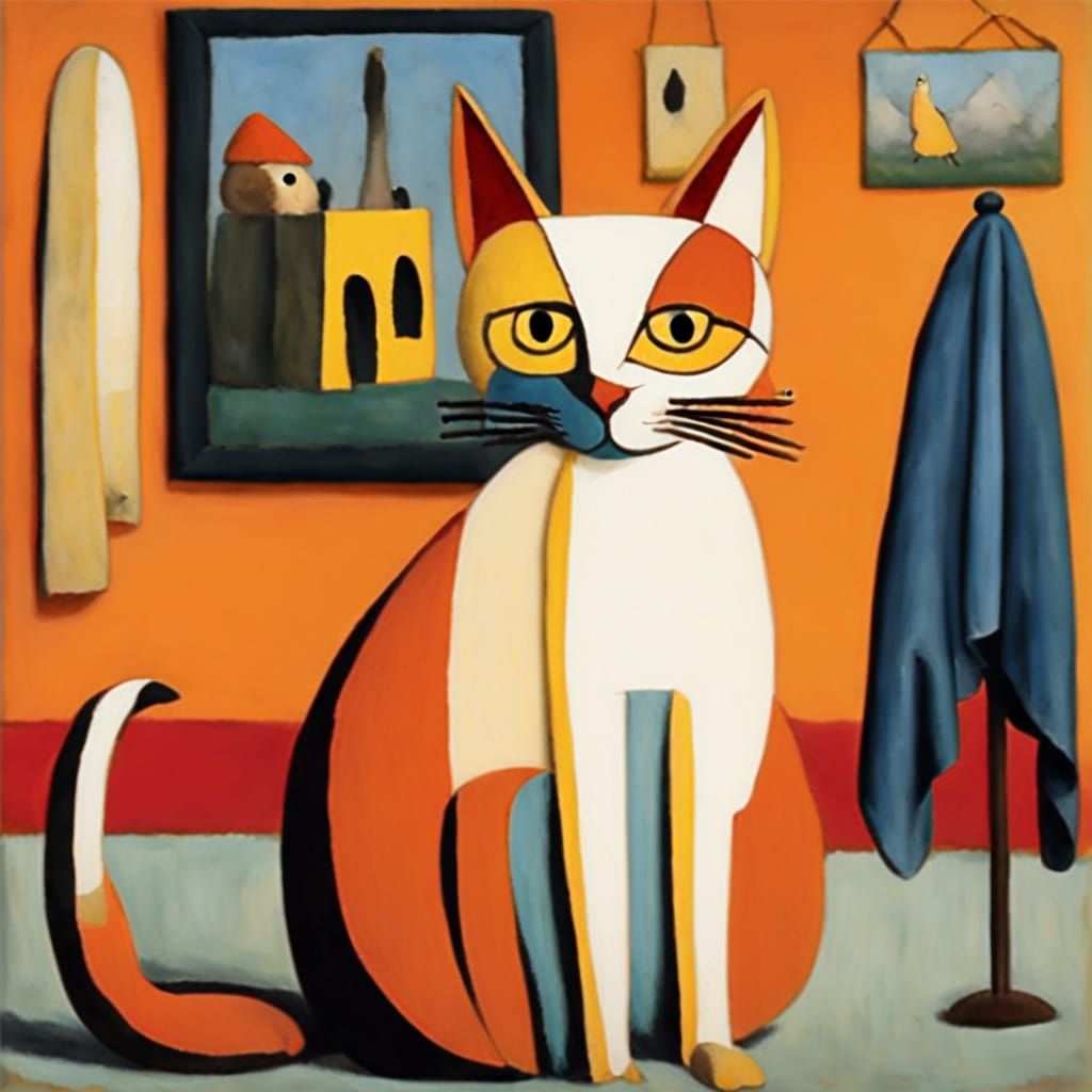 Cat Imagines Being a Stork in Modigliani Rothko Style