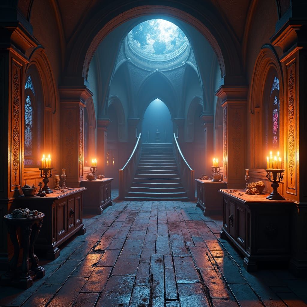 Mystical Castle Attic with Ancient Artifacts