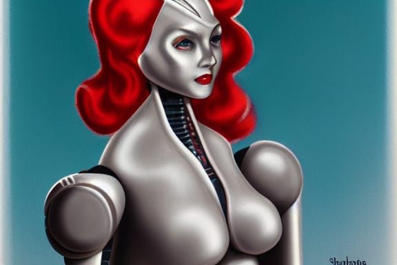 Stylized Robot Woman in Digital Art