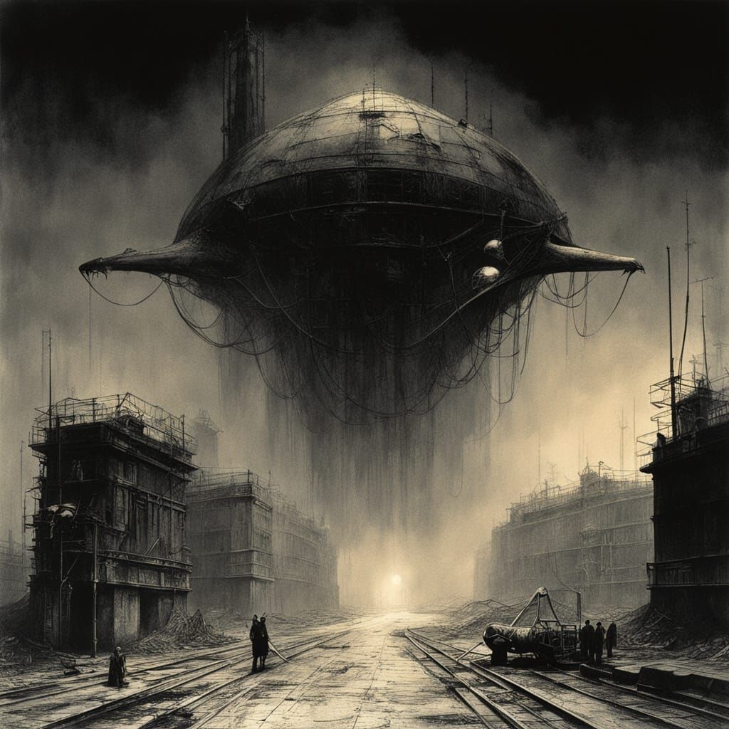 Cyberpunk Pteranodon in a Gritty, Industrial Metropolis