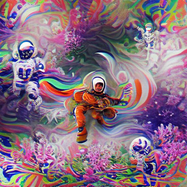 Psychedelic Astronaut in Colorful Dreamscape