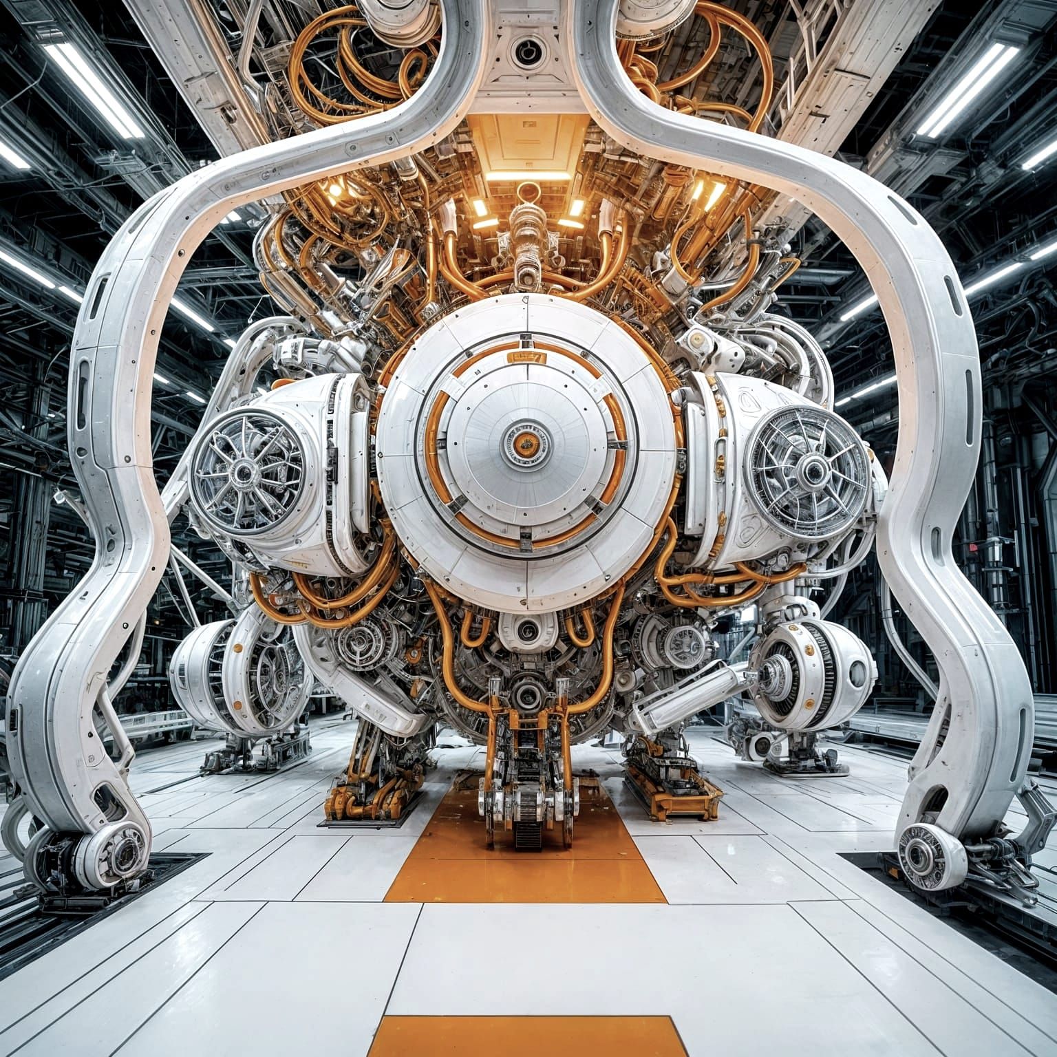 Eerie Cyber Techno Machines in Cinematic Lighting