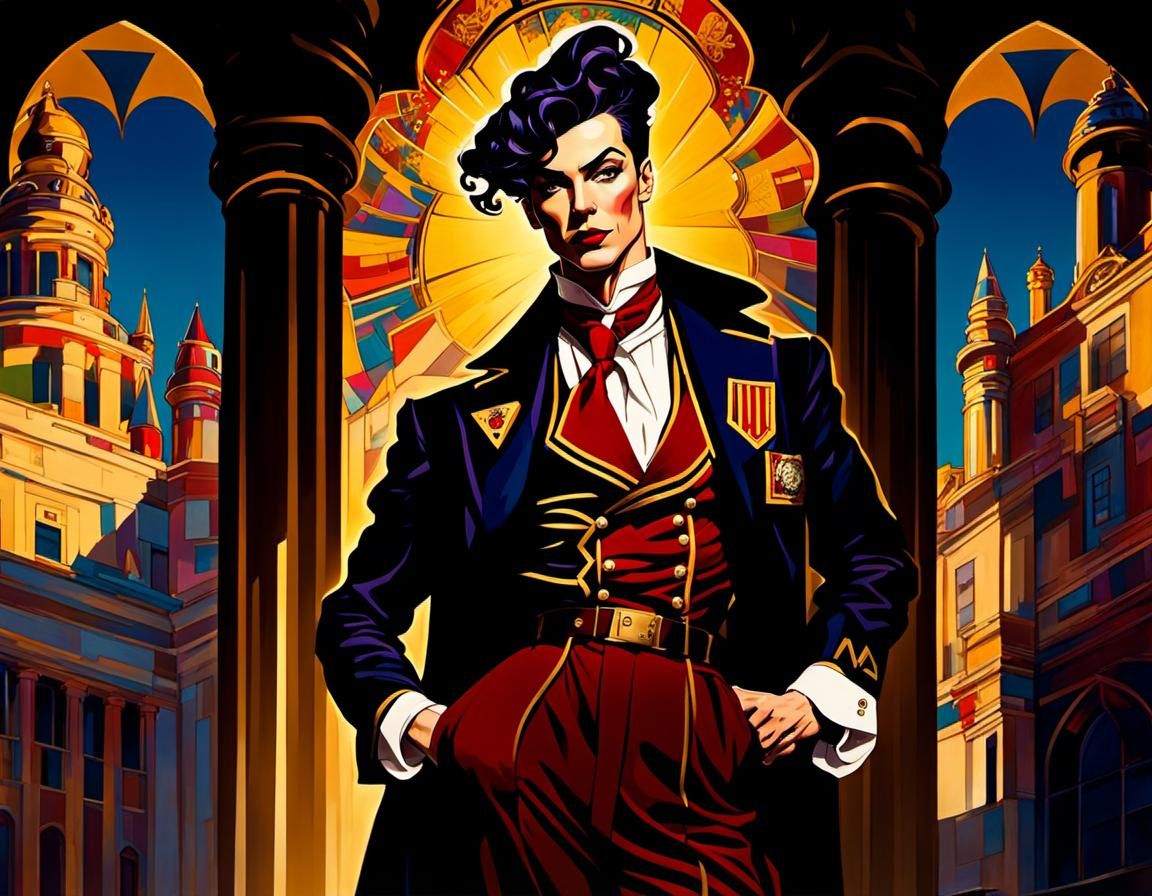 Drag Queen Wizard in Art Deco Style