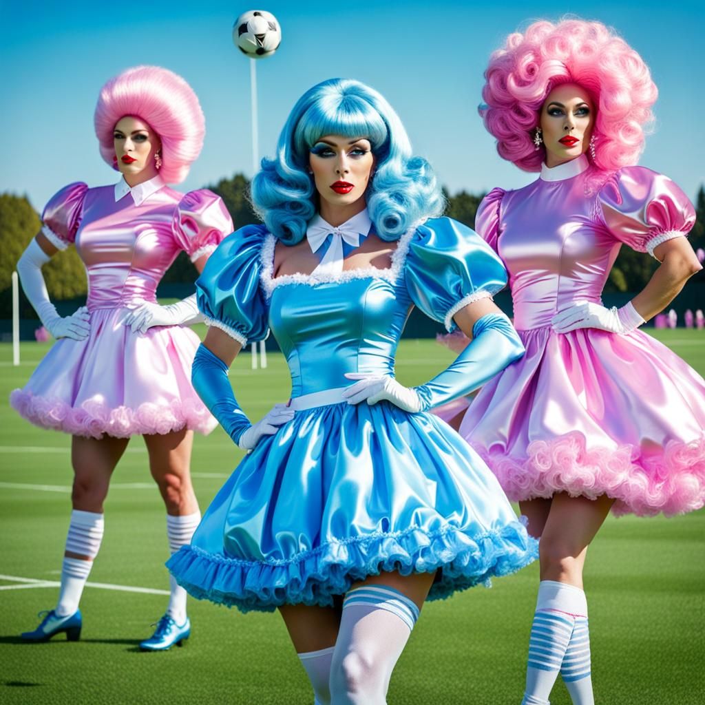 Extravagant Drag Queen Plays Football in Satin Wonderland