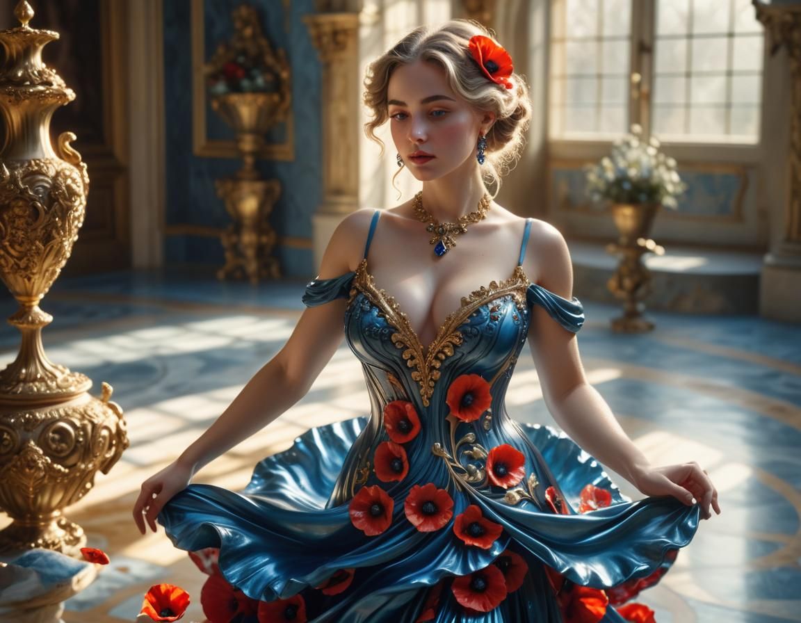 Baroque Girl in Vase with Opulent Details