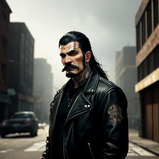 Biker Gang Member Portrait as 3D Anime Art