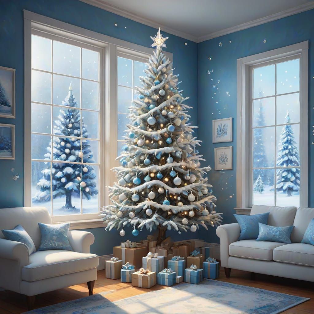 Magical White Christmas Tree with Twinkling Lights