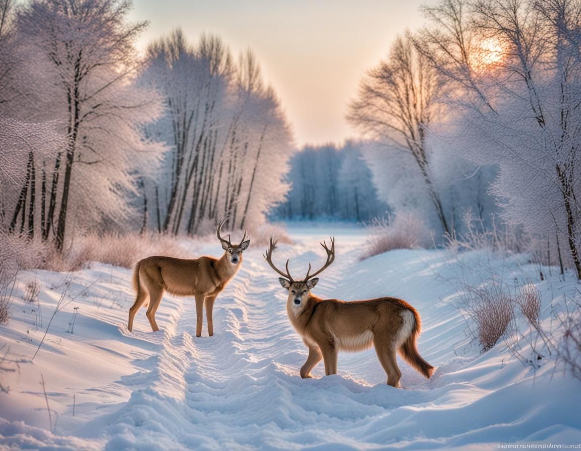 Winter Landscape with Colorful Autumnal Trees