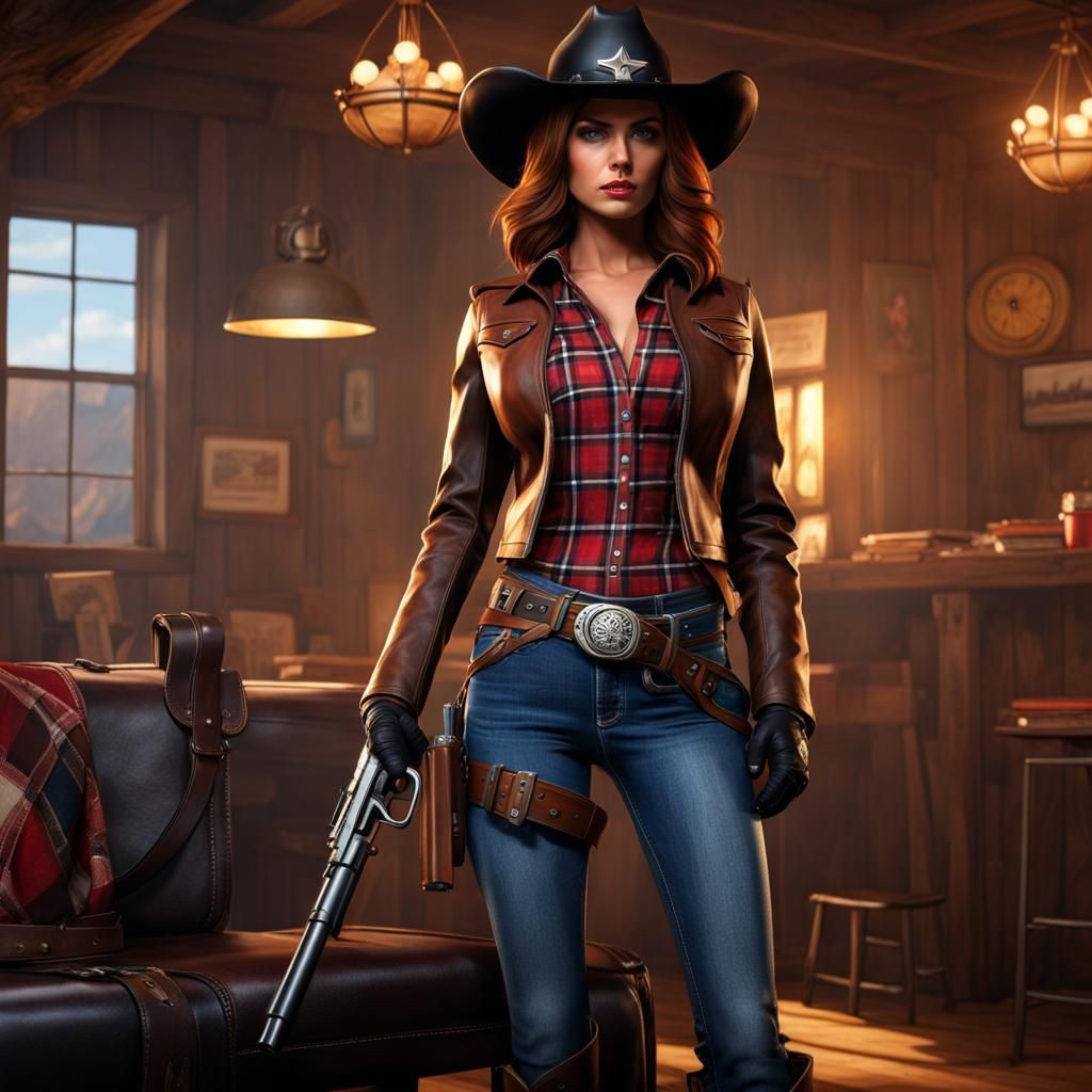 Cowgirl Bounty Hunter in Detailed Matte Painting