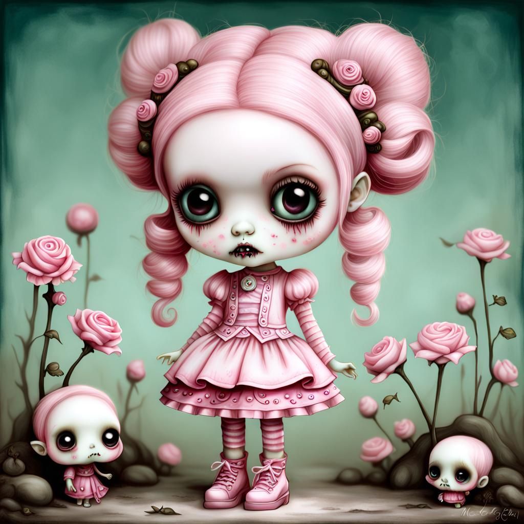 Zombie Chibi in Surrealist Dark Fantasy Style