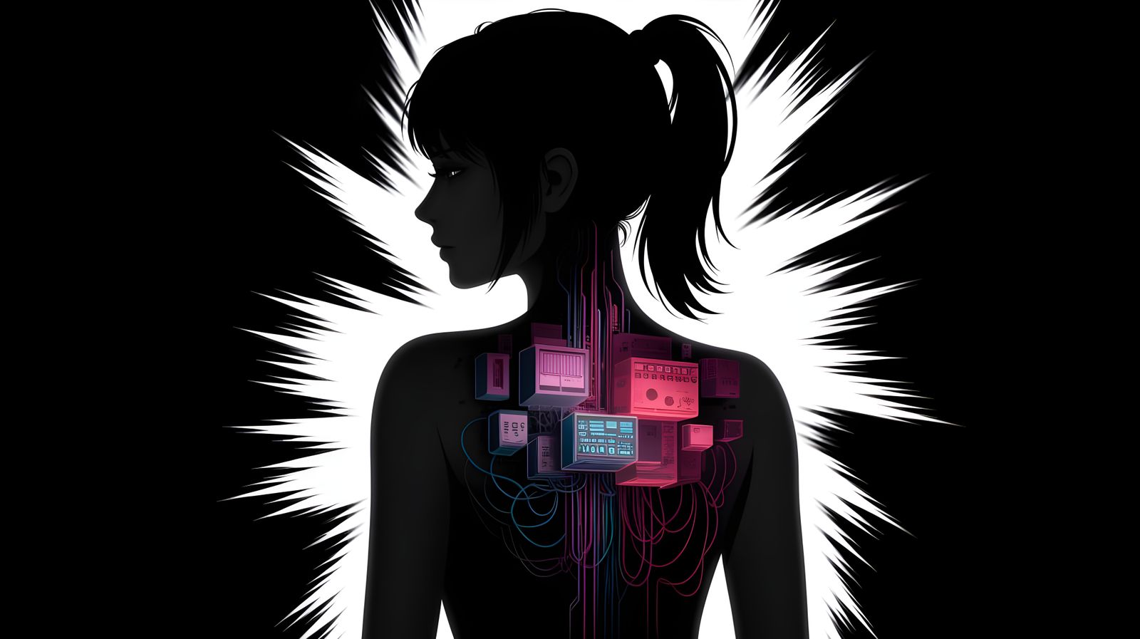 Cyberpunk Goddess in Intricate H.R. Giger-Inspired Tattoo