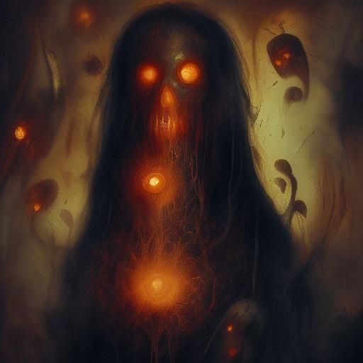 Candyman in Gouache Style, Maximalist Horror Masterpiece