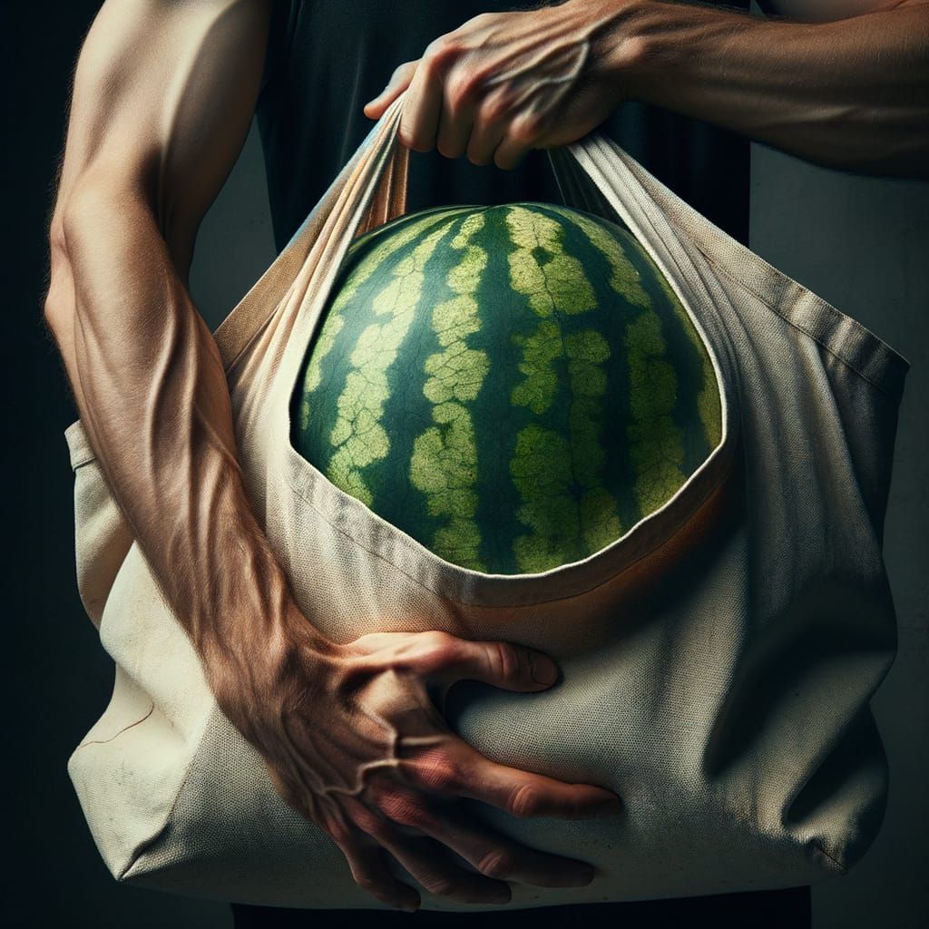 Watermelon Straining Canvas Tote Bag