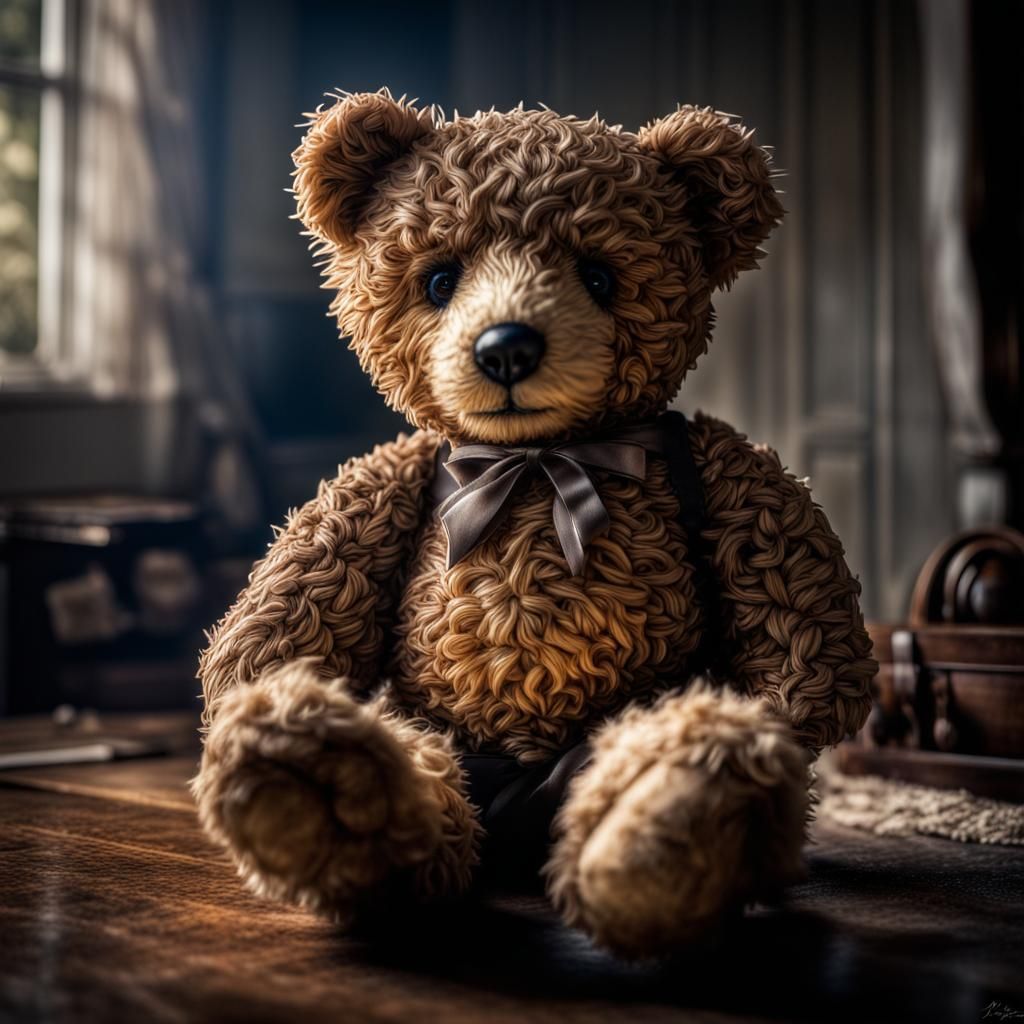 Hyperrealistic Teddy Bear Portrait in High Definition