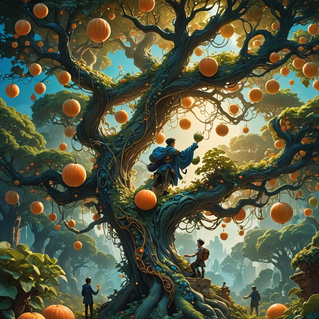 Magical Melon Tree in Futuristic Fantasy Style