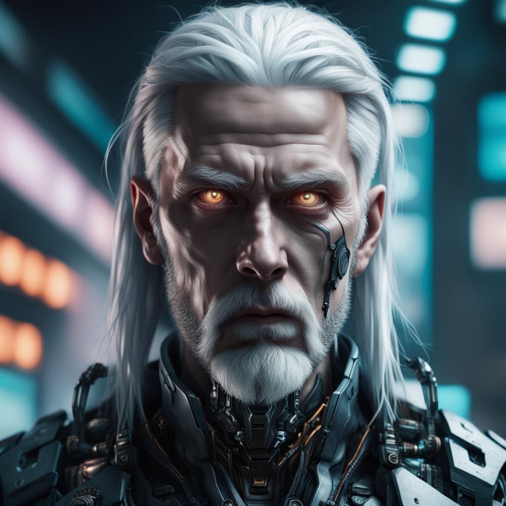 Cyberpunk Man with Cybernetic Eye in Digital Art