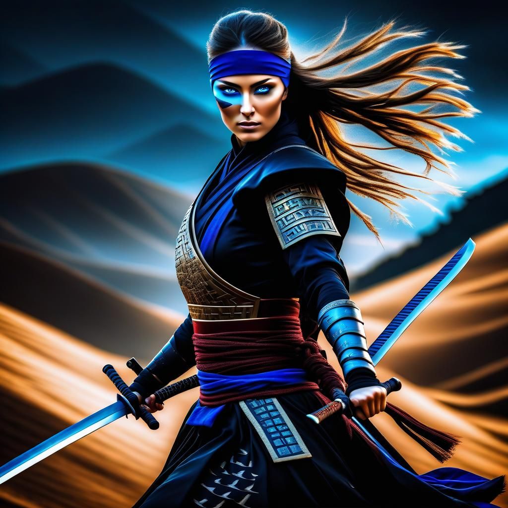 Woman Conquering Darkness with Love in HDR