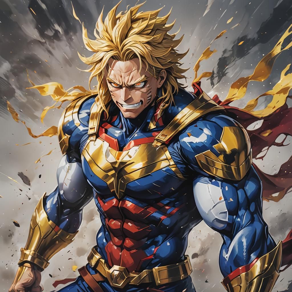 All Might Anime Hero in Acrylic Anamorphism