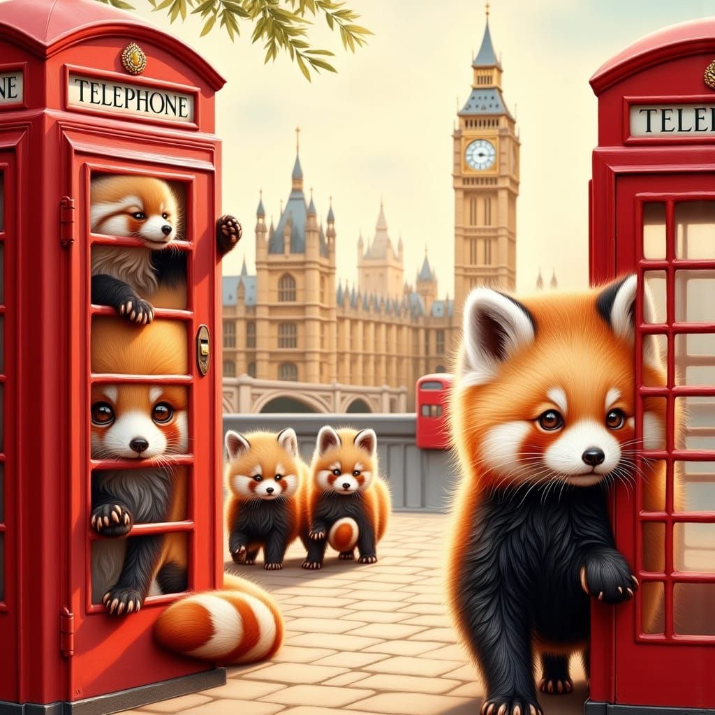 Red Panda Family Explores London Landmarks