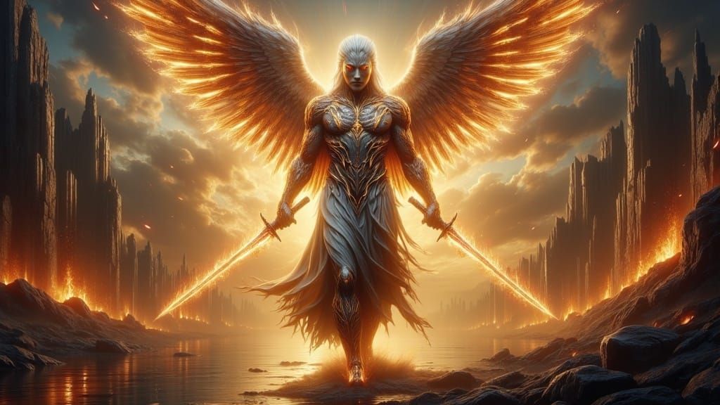 Majestic Angelic Entity in Mesopotamian Hinterland