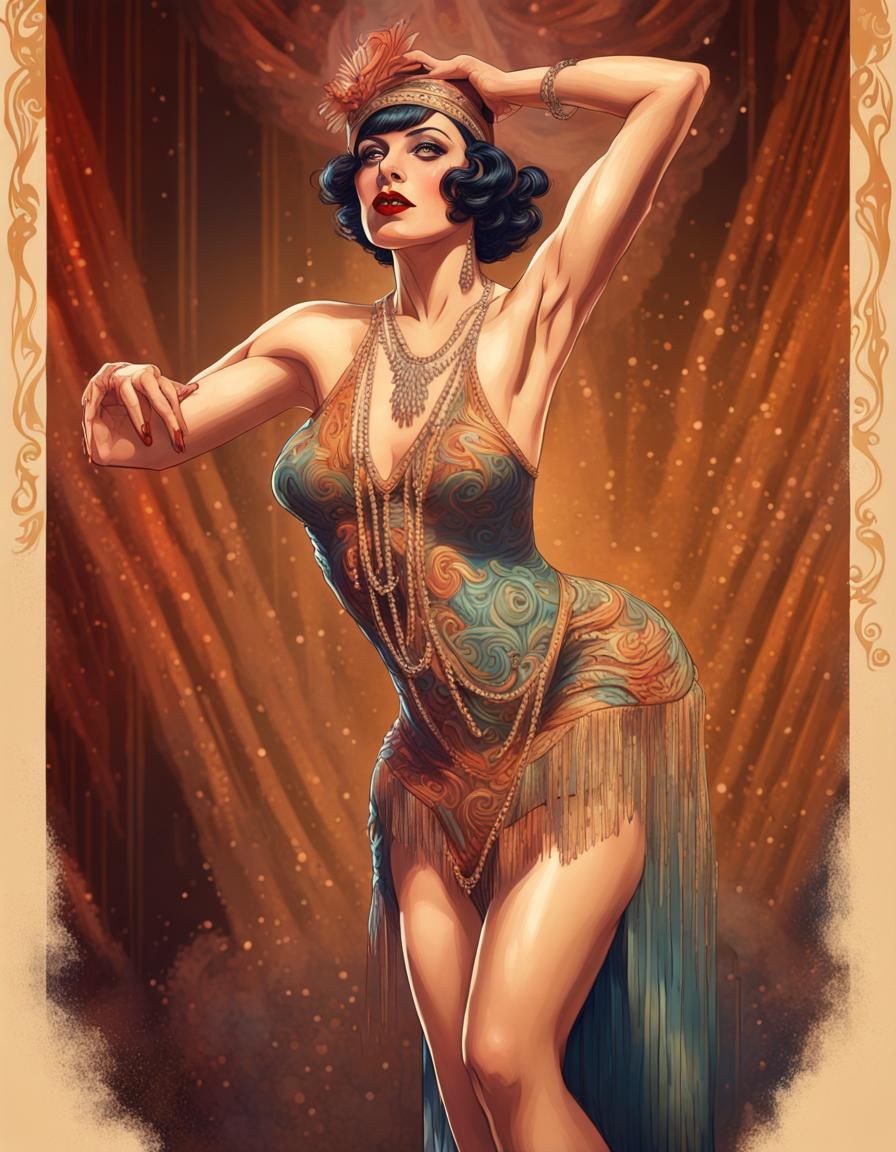 1920s Burlesque Dancer Illustration